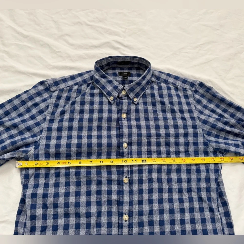 J. Crew Mens Checkered Button Long Sleeve Collar Shirt | Size M | Blue & Gray